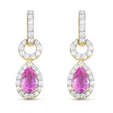 .75ct G SI 14kt Yellow Gold Pink Sapphire & Diamond Pear Drop Earrings