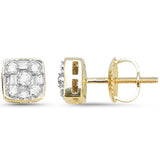 .24ct G SI 14kt Yellow Gold Round Diamond Square Shape Stud Earrings