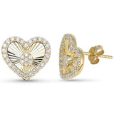 .49ct G SI 14kt Yellow Gold Diamond Heart Shape Disc Medallion Earrings