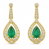 1.05ct G SI 14kt Yellow Gold Diamond & Emerald Gemstone Earrings