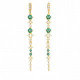 .48ct G SI 14kt Yellow Gold Diamond & Emerald Gemstone Drop Earrings