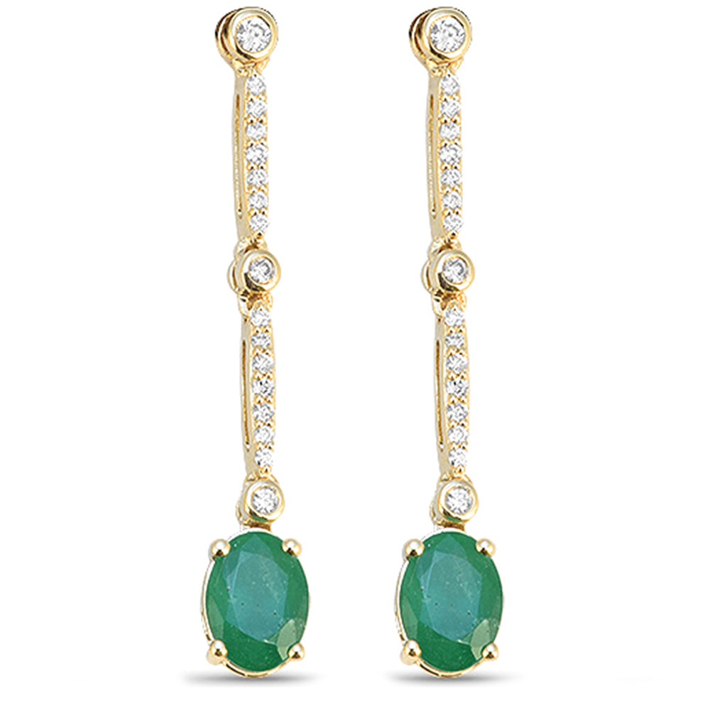 <span style="color:purple">¡ESPECIAL!</span> Pendientes colgantes de oro amarillo de 14 quilates con diamantes y esmeraldas de 1,72 ct G SI