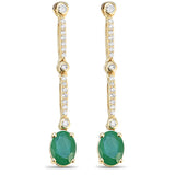 <span style="color:purple">¡ESPECIAL!</span> Pendientes colgantes de oro amarillo de 14 quilates con diamantes y esmeraldas de 1,72 ct G SI