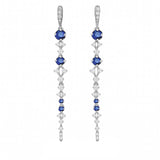 .59ct G SI 14kt White Gold Diamond & Blue Sapphire Gemstone Drop Earrings