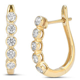 .71ct G SI 14kt Yellow Gold Round Diamond Bezel Set J Hoop Earrings