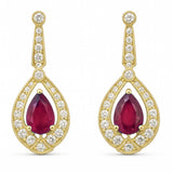 1.15ct G SI 14kt Yellow Gold Diamond & Ruby Gemstone Earrings