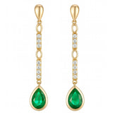 .90ct G SI 14kt Yellow Gold Diamond & Emerald Gemstone Drop Earrings