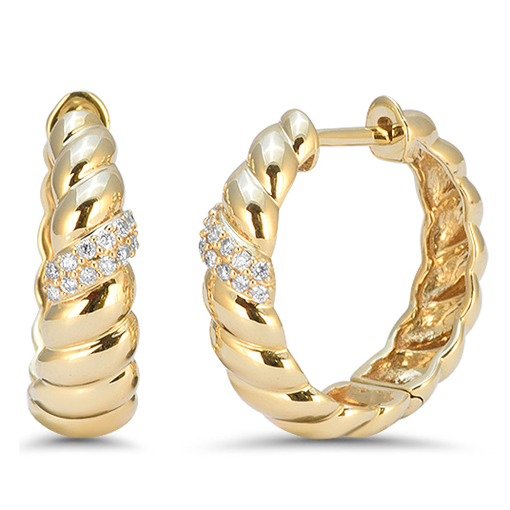 .10ct G SI 14kt Yellow Gold Diamond Scalloped Hoop Earrings