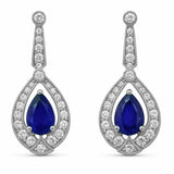 1.29ct G SI 14kt White Gold Diamond & Blue Sapphire Gemstone Earrings
