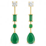 1.37ct G SI 14kt Yellow Gold Diamond & Emerald Gemstone Drop Earrings