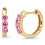 .50ct 14kt Yellow Gold Pink Sapphire Gemstone Hoop Earrings