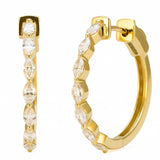 .95ct G SI 14kt Yellow Gold Marquise Cut Diamond Hoop Earrings