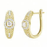 .43ct G SI 14kt Yellow Gold Diamond Filigree Design J Hoop Earrings