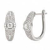 .42ct G SI 14kt White Gold Diamond Filigreee Design J Hoop Earrings