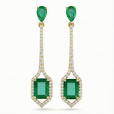 2.19ct G SI 14kt Yellow Gold Diamond & Emerald Gemstone Drop Earrings