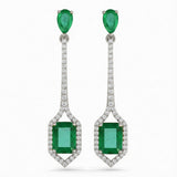2.31ct G SI 14kt White Gold Diamond & Emerald Gemstone Drop Earrings