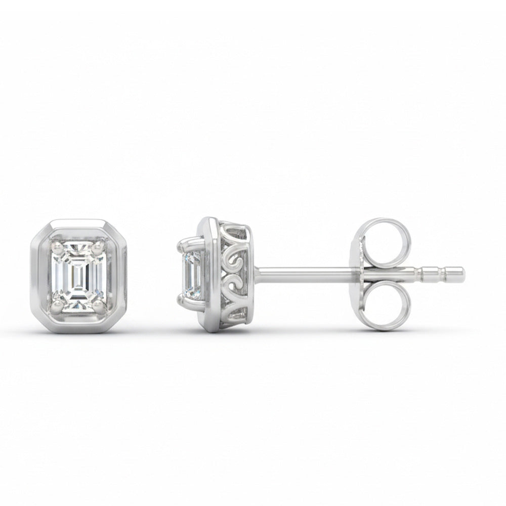 <span style="color:purple">SPECIAL!</span> .20ct G SI 14kt White Gold Emerald Cut Diamond Stud Earrings