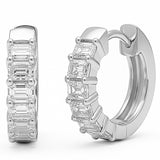 1.86ct G SI 14kt White Gold Emerald Cut Diamond Hoop Earrings