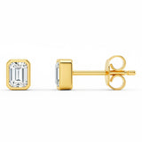 <span style="color:purple">SPECIAL!</span> .30ct G SI 14kt Yellow Gold Emerald Cut Diamond Bezel Set Stud Earrings