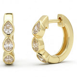 <span style="color:purple">SPECIAL!</span> .46ct G SI 14kt Yellow Gold Pear Cut Diamond Bezel Set Hughie Hoop Earrings