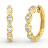<span style="color:purple">SPECIAL!</span> 1.00ct G SI 14kt Yellow Gold Marquise Cut Diamond Bezel Set Hoop Earrings