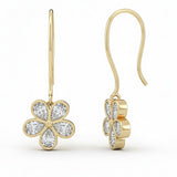 1.57ct G SI 14kt Yellow Gold Diamond Flower Shape Drop Earrings