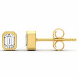 .39ct G SI 14kt Yellow Gold Emerald Cut Diamond Bezel Set Stud Earrings