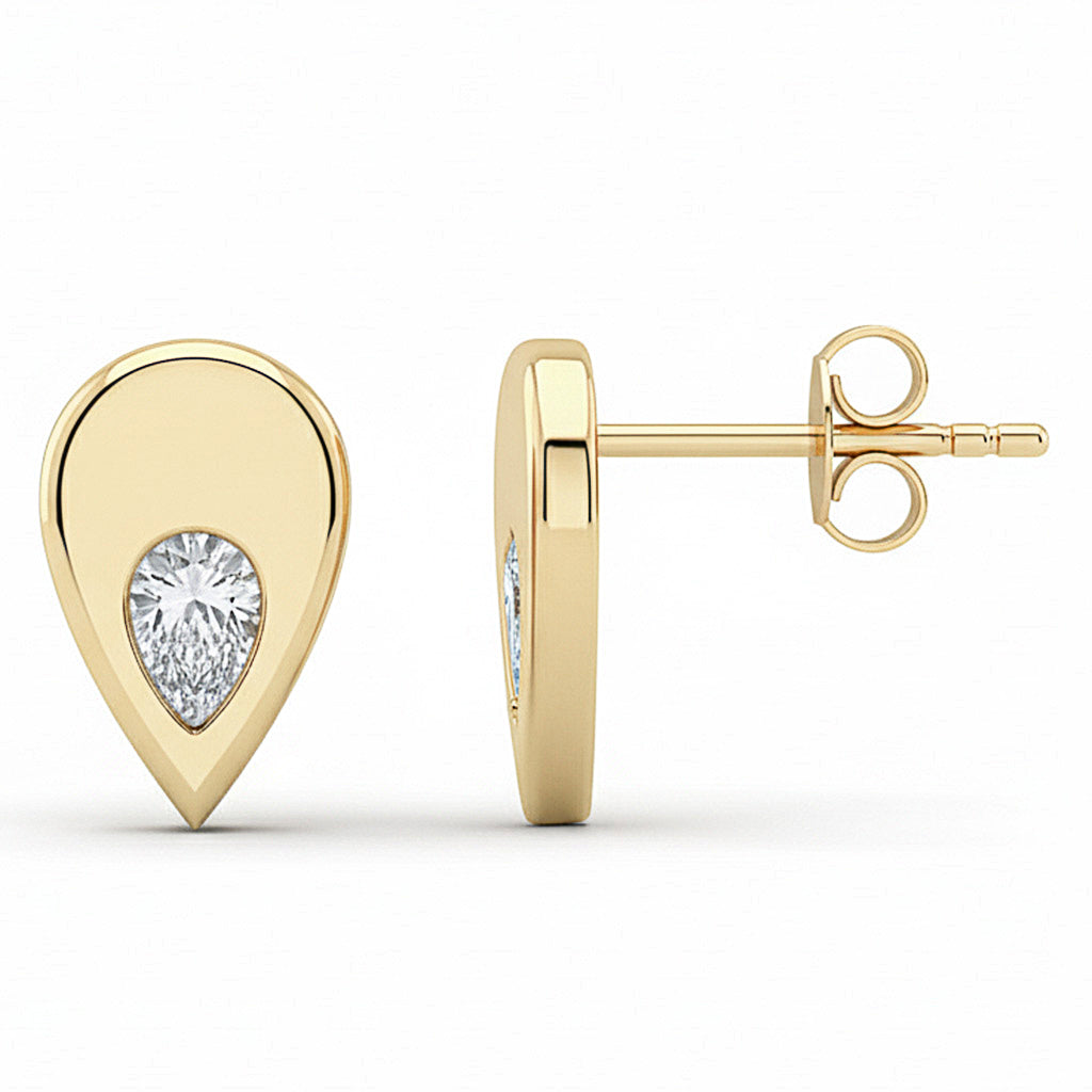 .30ct G SI 14kt Yellow Gold Pear Shaped Diamond Modern Stud Earrings