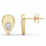 .30ct G SI 14kt Yellow Gold Pear Shaped Diamond Modern Stud Earrings