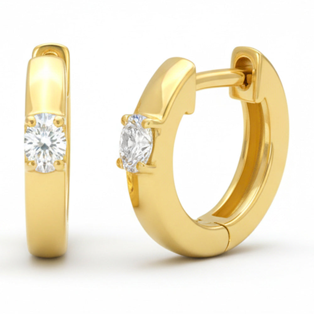.18ct G SI 14kt Yellow Gold Oval Diamond Modern Hoop Huggie Earrings