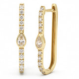 .68ct G SI 14kt Yellow Gold Pear cut Diamond Bezel Set Hoop Earrings