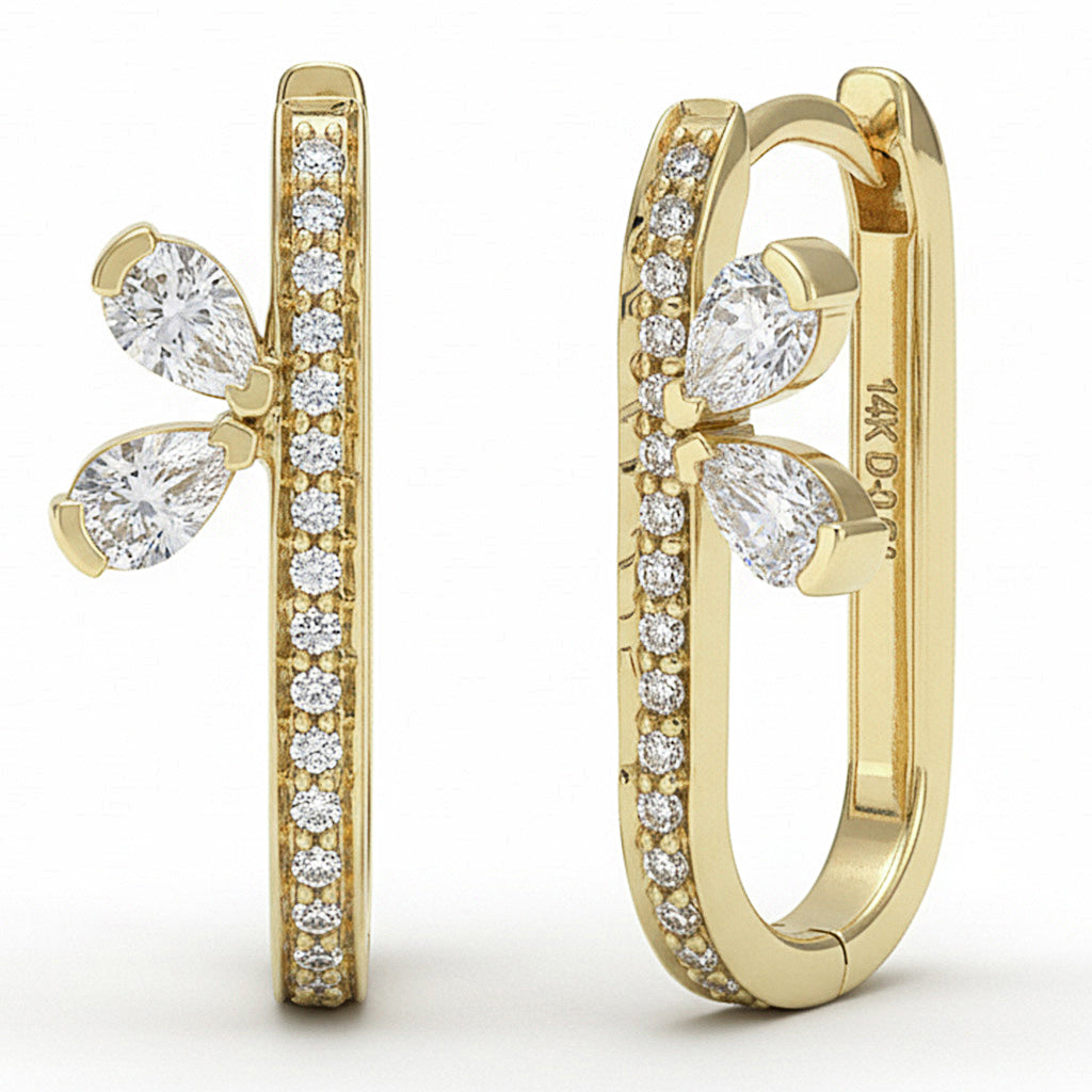 .54ct G SI 14kt Yellow Gold Diamond Elongated Oval Hoop Earrings
