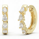 <span style="color:purple">SPECIAL!</span> .88ct G SI 14kt Yellow Gold Pear Diamond Hoop Huggie Earrings