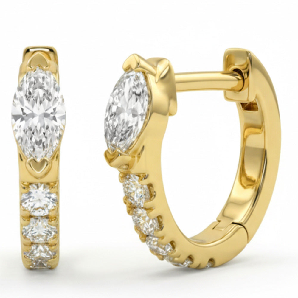 .42ct G SI 14kt Yellow Gold Marquise Diamond Hoop Earrings