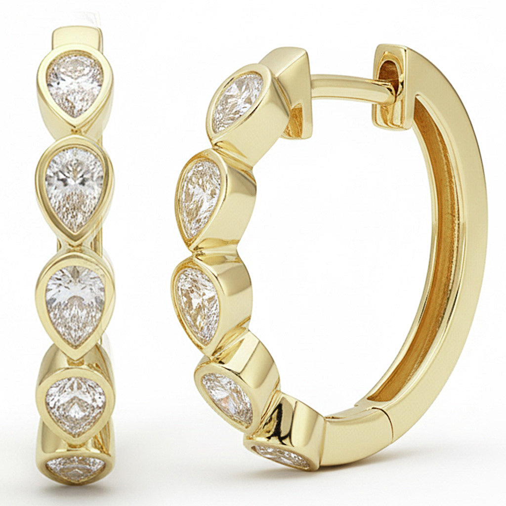 .80ct G SI 14kt Yellow Gold Pear Cut Diamond Bezel Set Earrings