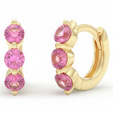 .59ct G SI 14kt Yellow Gold Pink Sapphire Gemstone Hoop Huggie Earrings