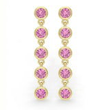 .35ct G SI 14kt Yellow Gold Bezel Set Pink Sapphire Gemstone Drop Earrings