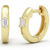 .22ct G SI 14kt Yellow Gold Emerald Cut Diamond Hoop Earrings
