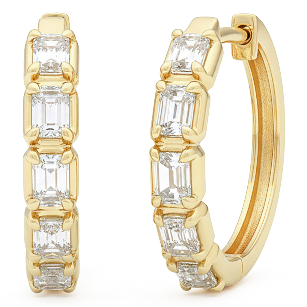 1.02ct G SI 14kt Yellow Gold Emerald Cut Diamond Bezel Set Earrings