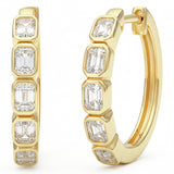 1.24ct G SI 14kt Yellow Gold Emerald Cut Diamond Hoop Earrings