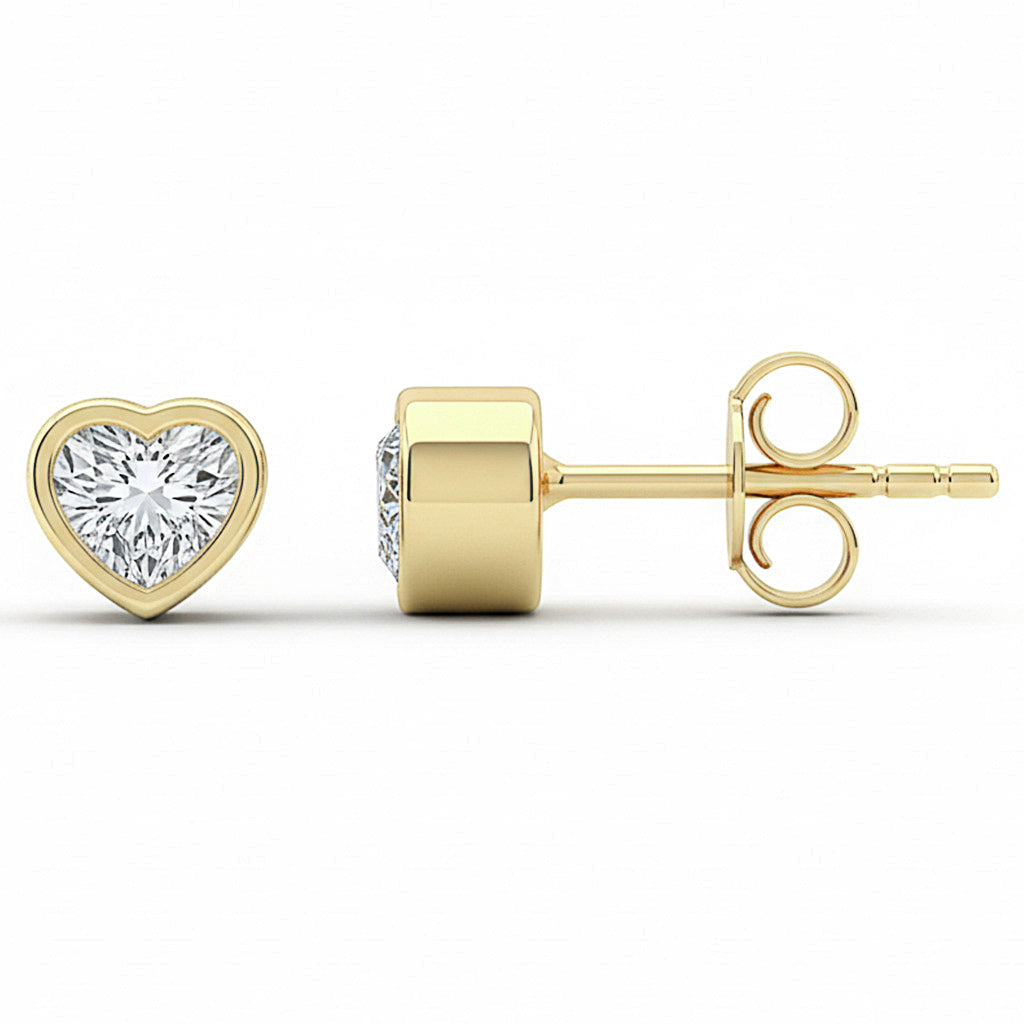 .40ct G SI 14kt Yellow Gold Diamond Heart Shape Bezel Set Earrings