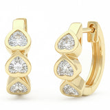 .59ct G SI 14kt Yellow Gold Heart Diamond Bezel Set Hoop Huggie Earrings