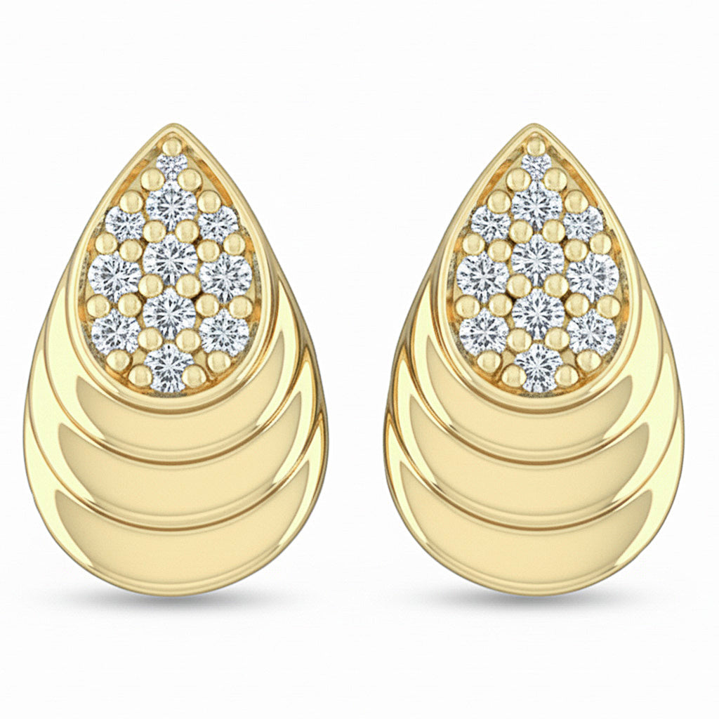 .16ct G SI 14kt Yellow Gold Diamond Teardrop Modern Stud Earrings
