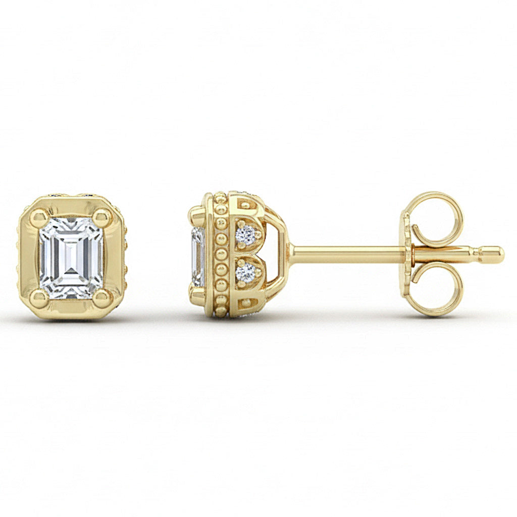 .44ct G SI 14k Yellow Gold Emerald Cut Diamond Stud Earrings