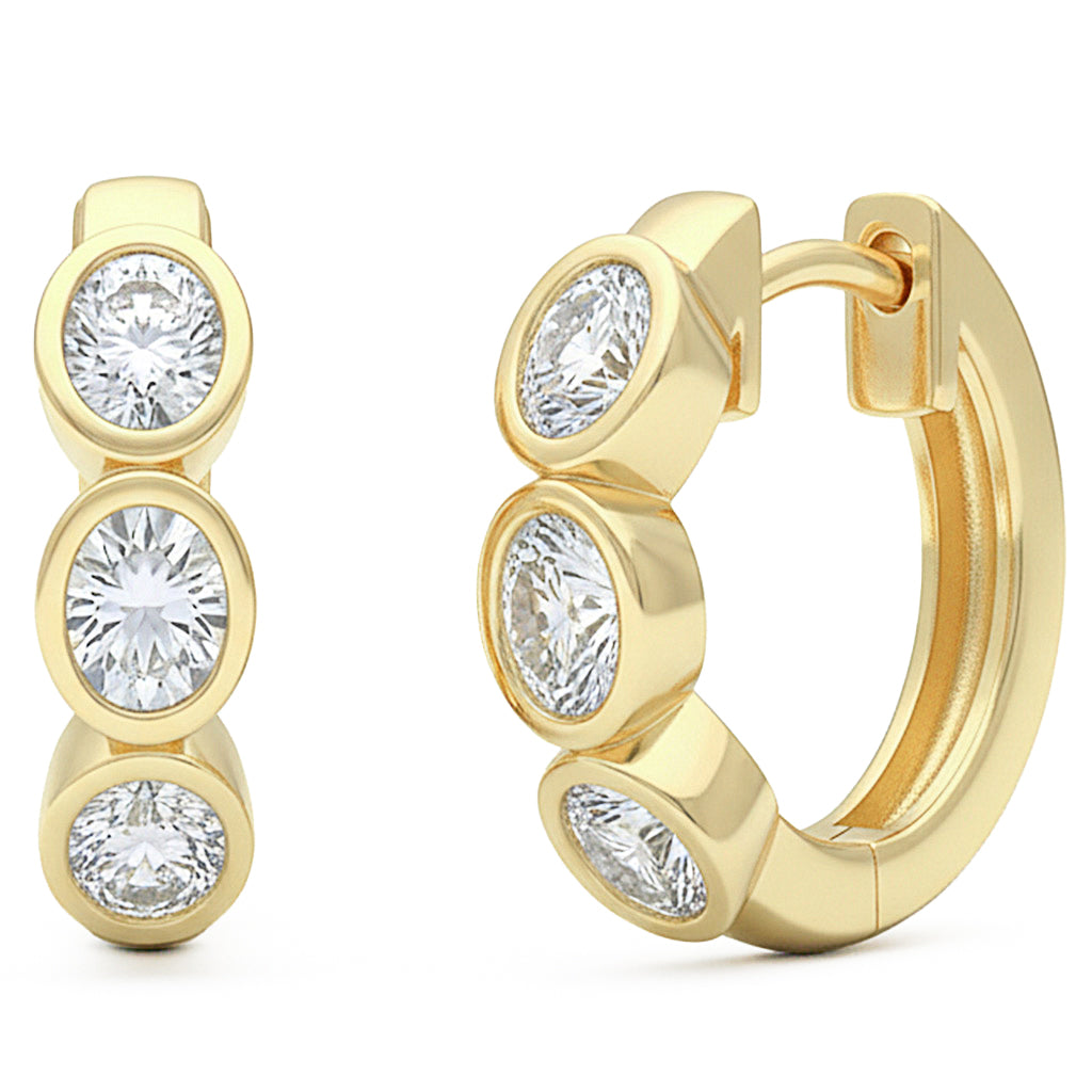 .51ct G SI 14kt Yellow Gold Oval Diamond Bezel Set Hoop Earrings