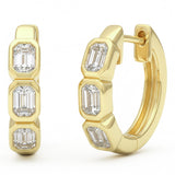 .45ct G SI 14kt Yellow Gold Emerald Cut Diamond Bezel Set Earrings