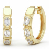 .71ct G SI 14kt Yellow Gold Emerald Cut Diamond Hoop Earrings