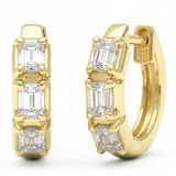 .78ct G SI 14kt Yellow Gold Emerald Cut Diamond Hoop Huggie Earrings