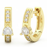 .34ct G SI 14kt Yellow Gold Heart Diamond Hoop Huggie Earrings