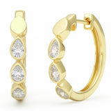 .47ct G SI 14kt Yellow Gold Pear Diamond Bezel Set Hoop Earrings